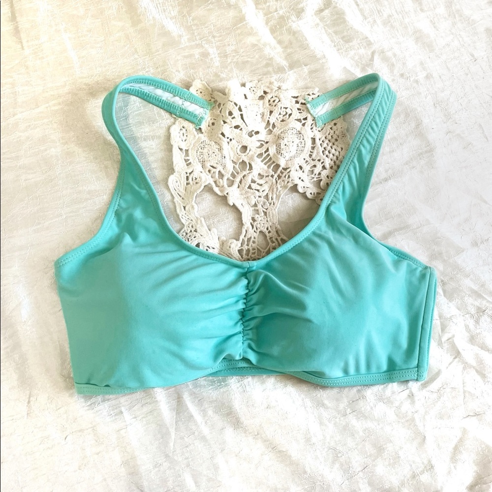 ❤️‍🔥2/$13❤️‍🔥 NWOT Hot Topic crocheted skull teal bikini top